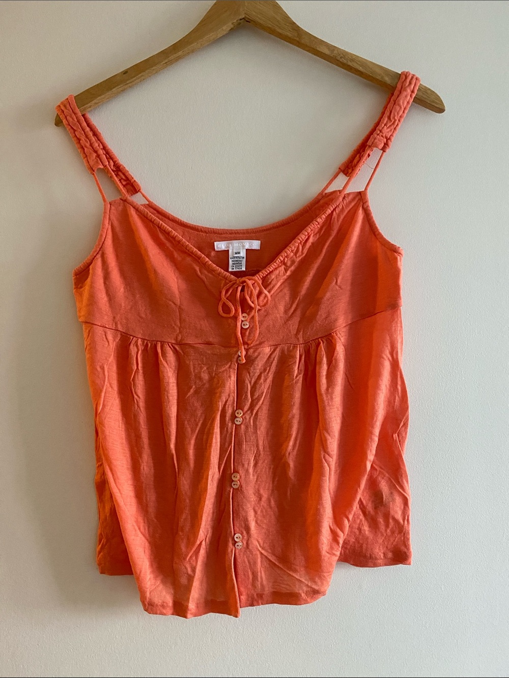 🎀3 for $25✨　Club Monaco Coral Button-Front Camisole with Tie Straps
